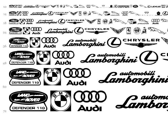 Famous Car 1 font waterfall
